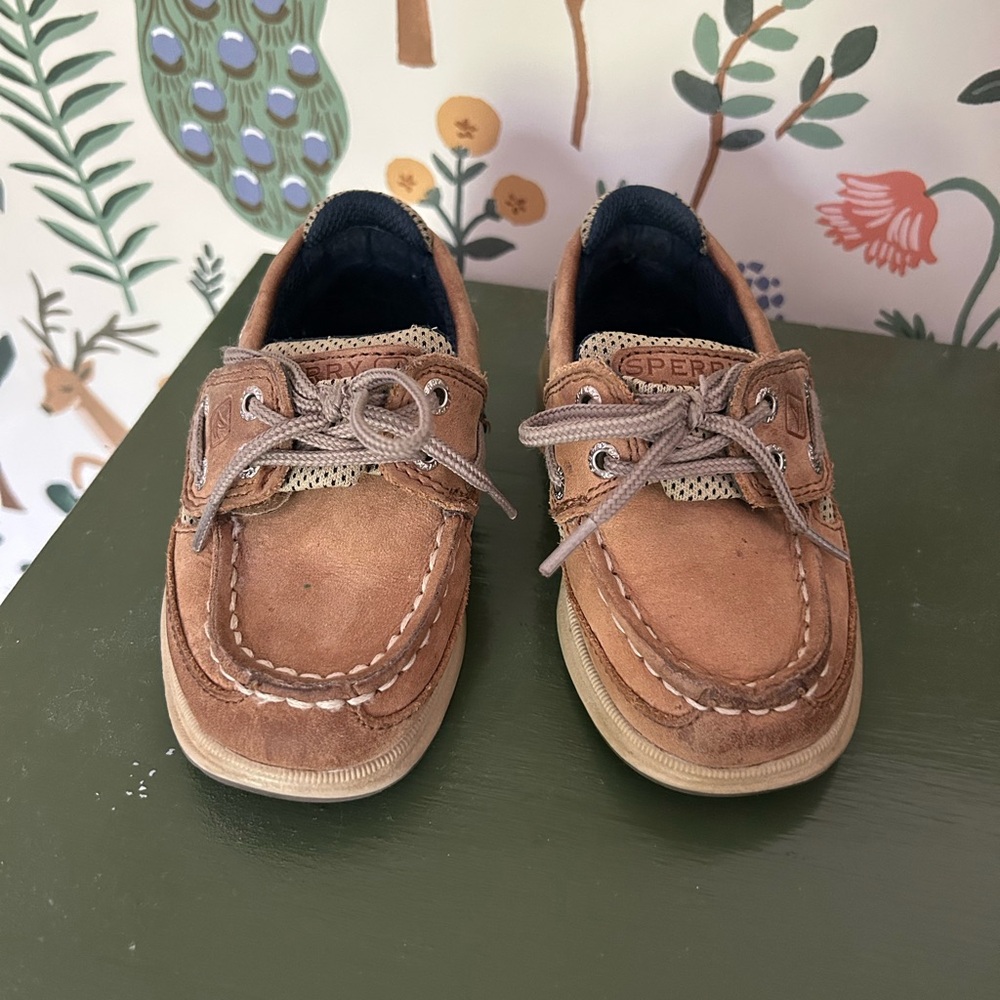 Sperry Brown Moccasins with Classic Stitching and Rawhide Laces